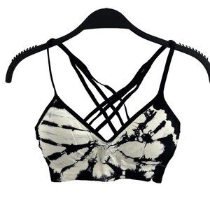 Flirtitude Womens Strappy Bralette Tie Dye Criss Cross Back Crop Top S